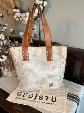 NWOT Bed Stu Leather Stevie Tote Shoulder Bag Nectar Lux Tan Rustic Retail $255